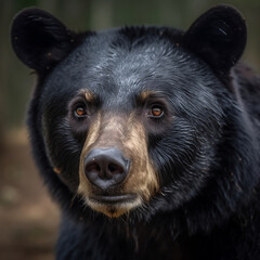 Asiatic black bear closeup face. 