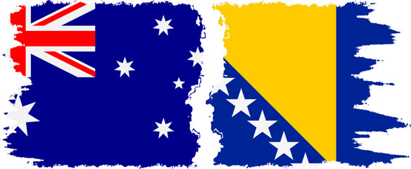 Bosnia and Herzegovina and Australia grunge flags connection vector