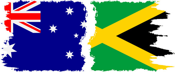 Jamaica and Australia grunge flags connection vector