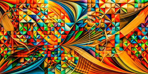 Fototapete - Retro Modern Art Grafik Paintbrush Malerei Illustration Digital Art Wandbild Hintergrund (Generative AI) Background Kunst Gemälde