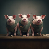 Fototapeta  - Trzy świnie biurku