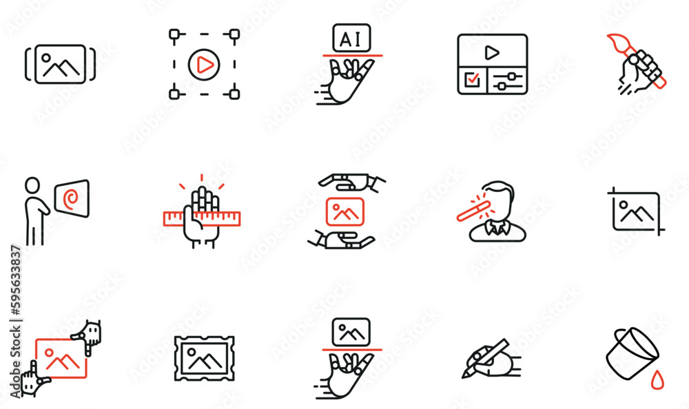 Vector Set of Linear Icons Related to Artificial Intelligence and ...