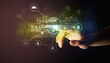 © ra2 studio - Hand touching cybersecurity button concept