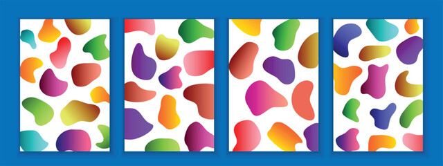 Canvas Print - set of abstract blotch shape, fluid dynamical gradient colored liquid shapes.