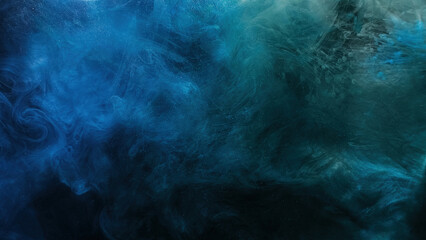 color mist. ink water. haze texture. fantasy night sky. blue green shiny glitter steam cloud blend o