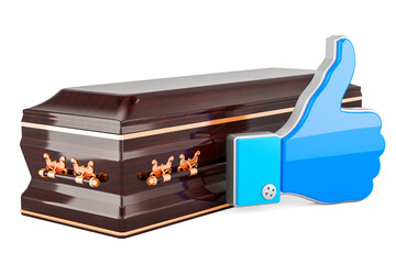 Wall Mural - Wooden coffin with like icon, 3D rendering