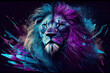 Beautiful lion in purple til tones generative ai