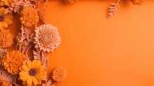 A Copyspace With Some Orange Flowers For Celebrating The Spring