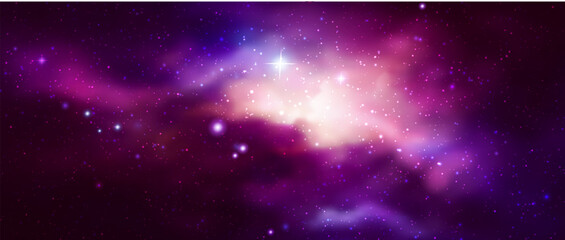 Wall Mural - Vector space galaxy realistic illustration. Colorful nebula background