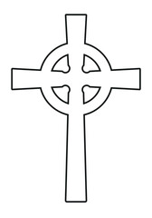 Wall Mural - celtic cross symbol outline silhouette, black and white vector illustration, isolated on white