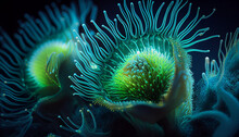 Close - Up Futuristic Organic Flowers Alien Seaweed 2 P , Generative AI