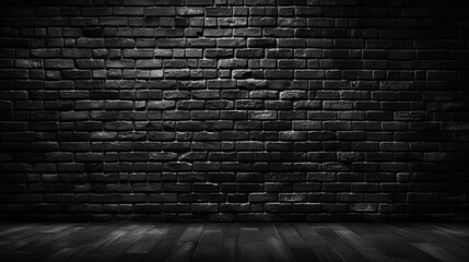 Black brick wall dark background for design. Al generated