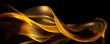 © ADDICTIVE STOCK - Generative AI abstract image of creative glittering gold wave curvy line design elements with minimal texture reflecting on isolated on black background