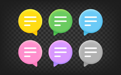 Poster - Color speech bubbles set. 3d vector clipart isolated on transparent background