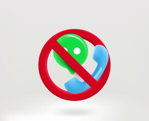 Aufkleber - Telephone tube with speech bubble. Silence concept. 3d vector illustration
