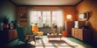 © Hixel - Retro interior design room with beautiful lightning generative ai