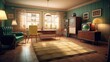 © Hixel - Retro interior design room with beautiful lightning generative ai