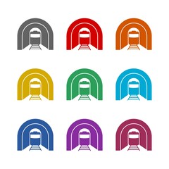 Sticker - Train tunnel icon isolated on white background. Set icons colorful