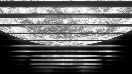 Wall Mural - abstract silver moon in outer space. design. parallel horizontal flowing lines.