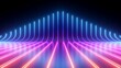 3d render, abstract minimal neon background, pink blue neon lines going up, glowing in ultraviolet spectrum. Cyber space. Laser show. Futuristic wallpaper