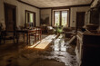 © wetzkaz - flooded water damage due to flooding in the house. Generative AI