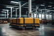 © wetzkaz - parcel package on autonomous Robotic transportation or Automated guided vehicle systems operating transfer box in automated warehouse. Generative AI