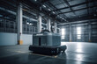 © wetzkaz - parcel package on autonomous Robotic transportation or Automated guided vehicle systems operating transfer box in automated warehouse. Generative AI