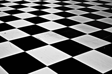 Canvas Print - classic black and white checkerboard flooring pattern. Generative AI