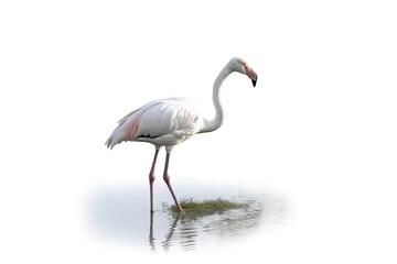 Sticker - graceful white heron standing in a peaceful body of water. Generative AI