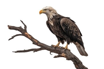 Sticker - majestic bald eagle perched on a lifeless tree branch. Generative AI