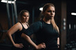 © ADDICTIVE STOCK - Generative AI image of female athlete in sportswear with friend training together on gym on blurred background