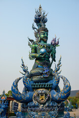 Wall Mural - Blue Temple Wat Rong Suea Ten, Beautiful temple in Chiang Rai province