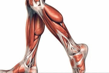 human body muscles in leg anatomy, high quality generative ai
