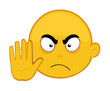 vector illustration emoticon of yellow cartoon character face with a hand gesture saying no