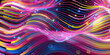 3d render, abstract background with wavy neon lines, wallpaper with colorful waves