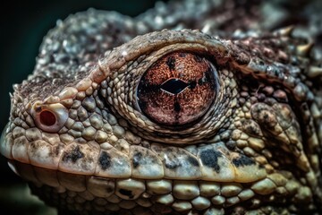 Poster - close-up view of a reptiles eye. Generative AI