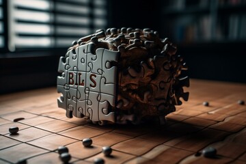 A puzzle brain with the word bias. Generative AI