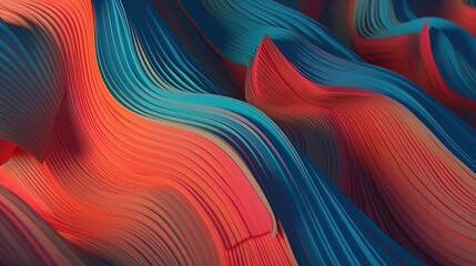 abstract wavy folds background, digital art illustration, Generative AI