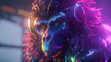 gradient ape of the metaverse, digital art illustration, Generative AI