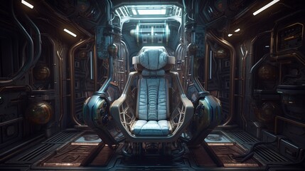 interstellar stations chair, digital art illustration, Generative AI