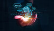 © teerawat - Businessman holding hologram digital chatbot,  conversational assistant, AI Artificial Intelligence concept, chat bot application, digital chatbot on virtual screen.