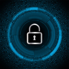 Closed Padlock on digital background, cyber security