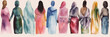Group of multiethnic women with different clothing colors, colorful watercolor, Generative AI