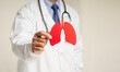 © meeboonstudio - Doctor holding a lung shape symbol while standing in the hospital