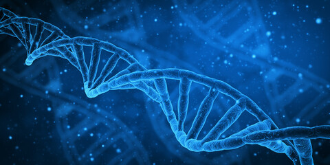 Wall Mural - blue dna structure science research biology and medical concept