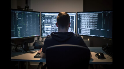 Wall Mural - software engineer working on a computer. generative ai