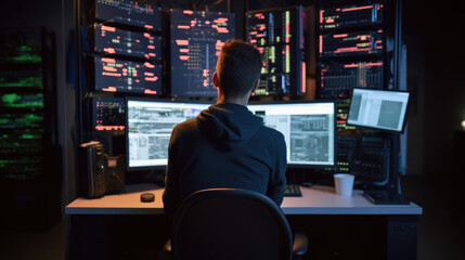 Wall Mural - software engineer working on a computer. generative ai