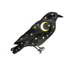 Celestial raven with space inside. Night stars and moon. Watercolor vector black bird  with black sky in cosmos. Fantasy design element