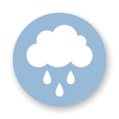 Wall Mural - rain flat icon. white vector element on blue background. best for web, seamless patterns, decoration