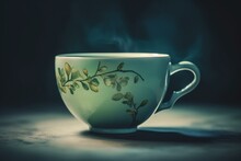 Illustration Of A Karigane Tea Stem Tea Cup. Realistic Style. Generative AI